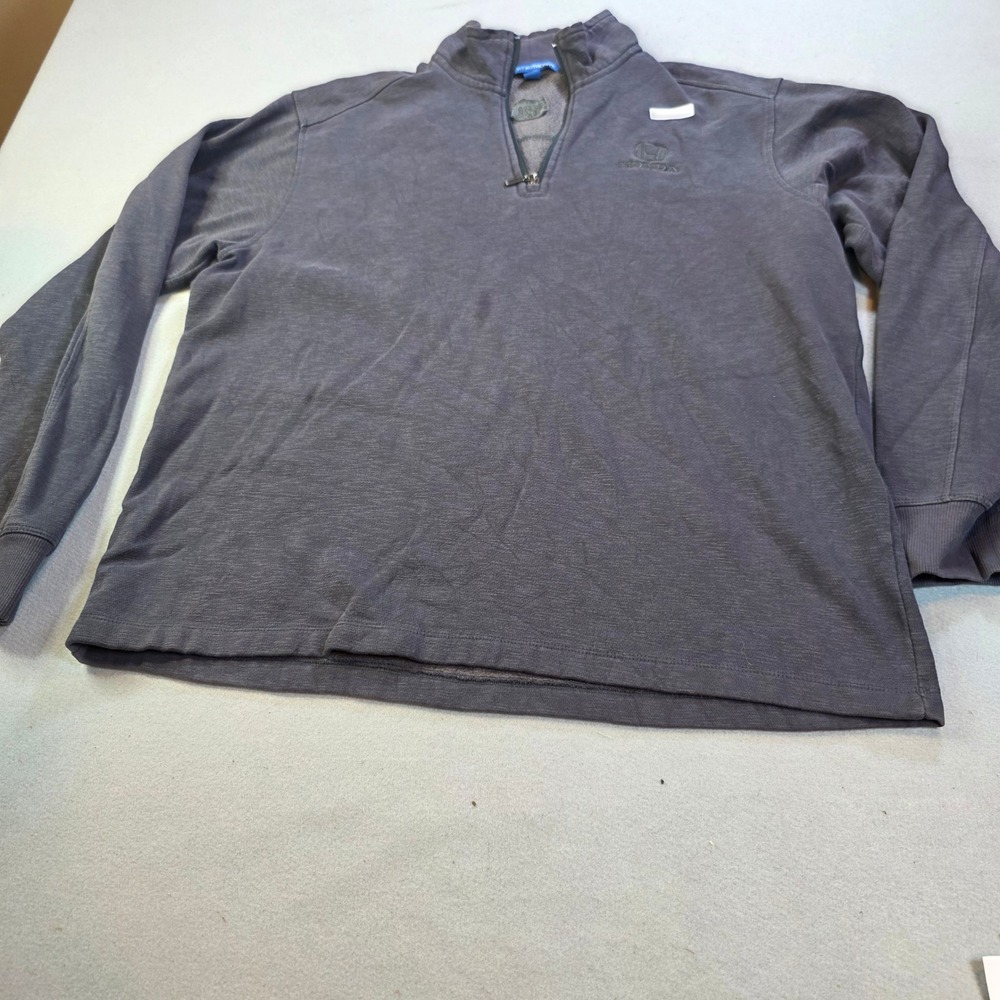 Port Authority Honda Quarter Zip Pullover Gray Distressed Workwear Mens L